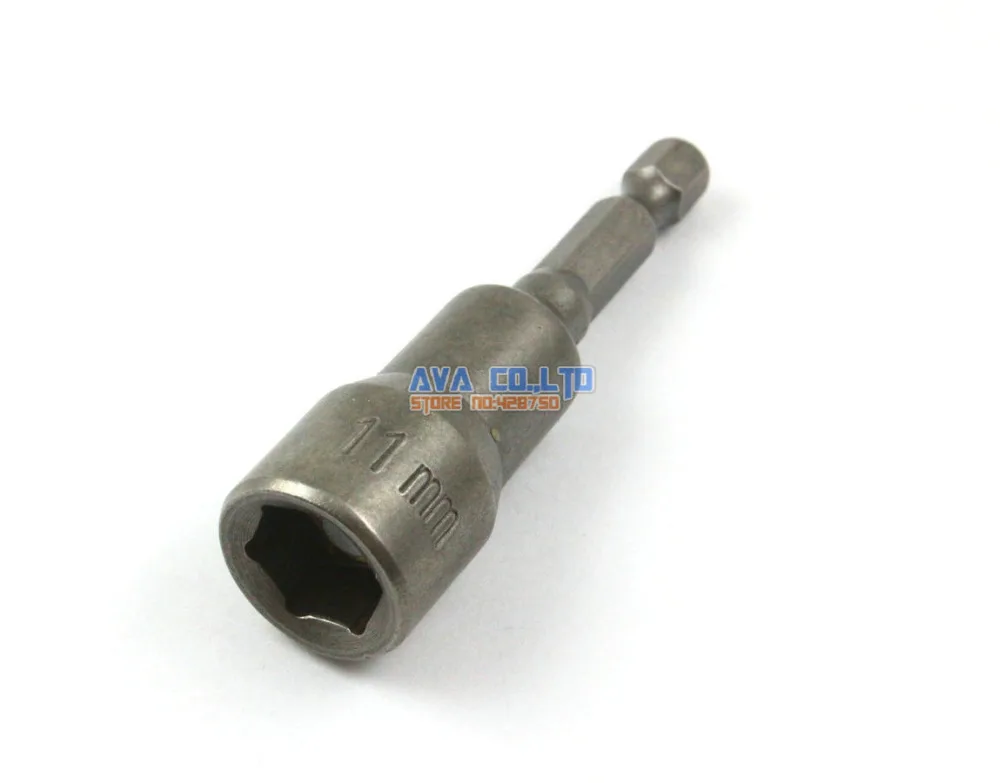 5 Pieces 11mm Hex Socket Nut Setters Driver S2 Steel 1/4" Hex