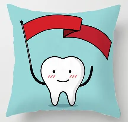Милая мультяшная Подушка с изображением зубов, чистящее средство, щетка для ухода, гигиена вместе, счастливый зуб, белая зубная щетка, детская подушка для дома - Цвет: A1