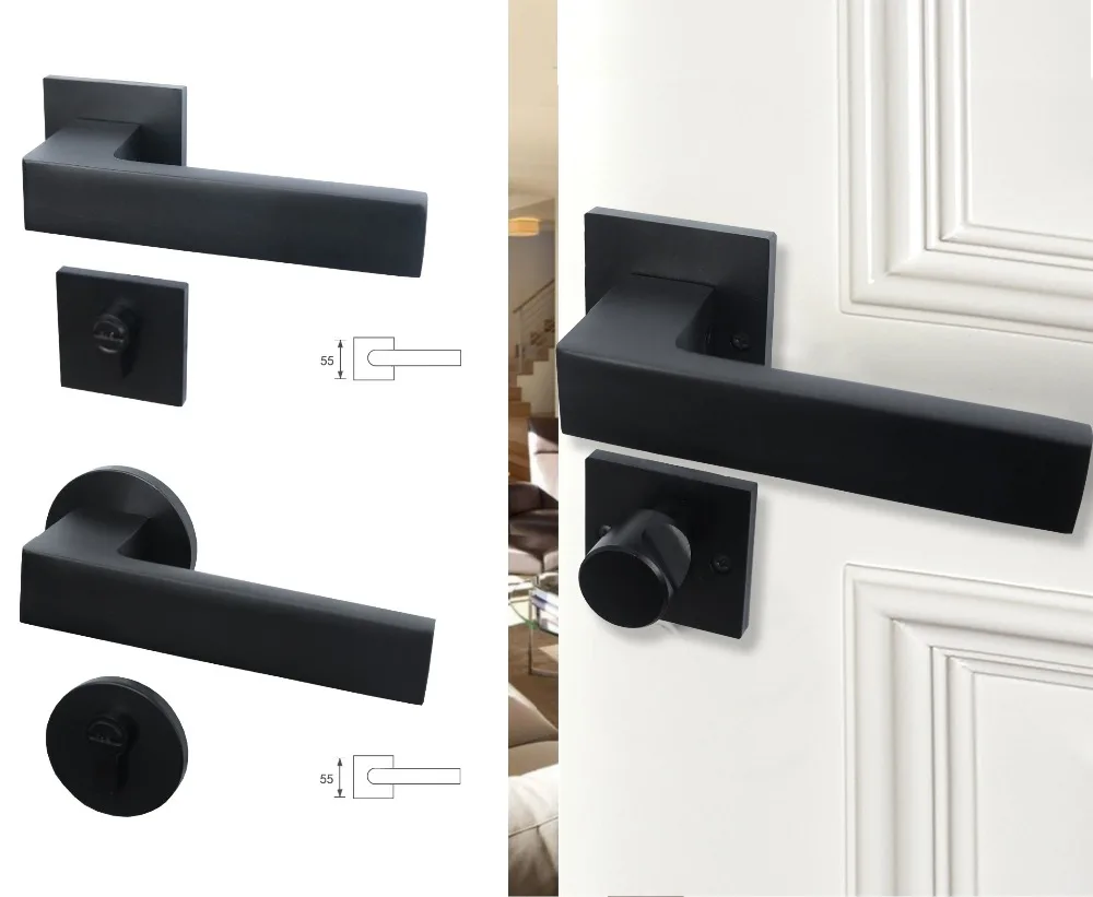 Premintehdw Round Square Matt Black Mortise Interior Door Rosette Lock Set Thumb turn (35-50mm thick door) Premintehdw Round Square Matt Black Mortise Interior Door Rosette Lock Set Thumb turn (35-50mm thick door)