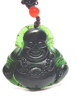 

Natural Black Green Jadeite Jade Buddha Pendant Necklace Sweater Chain Jewelry Gift Wholesale