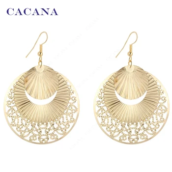 

CACANA Dangle Long Earrings For Women Sector Shape Round Lovely Bijouterie Hot Sale No.A469 A470
