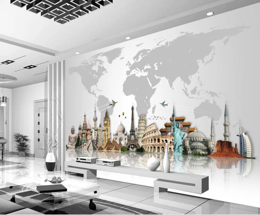 customized wallpaper for walls world famous architecture 3d murals