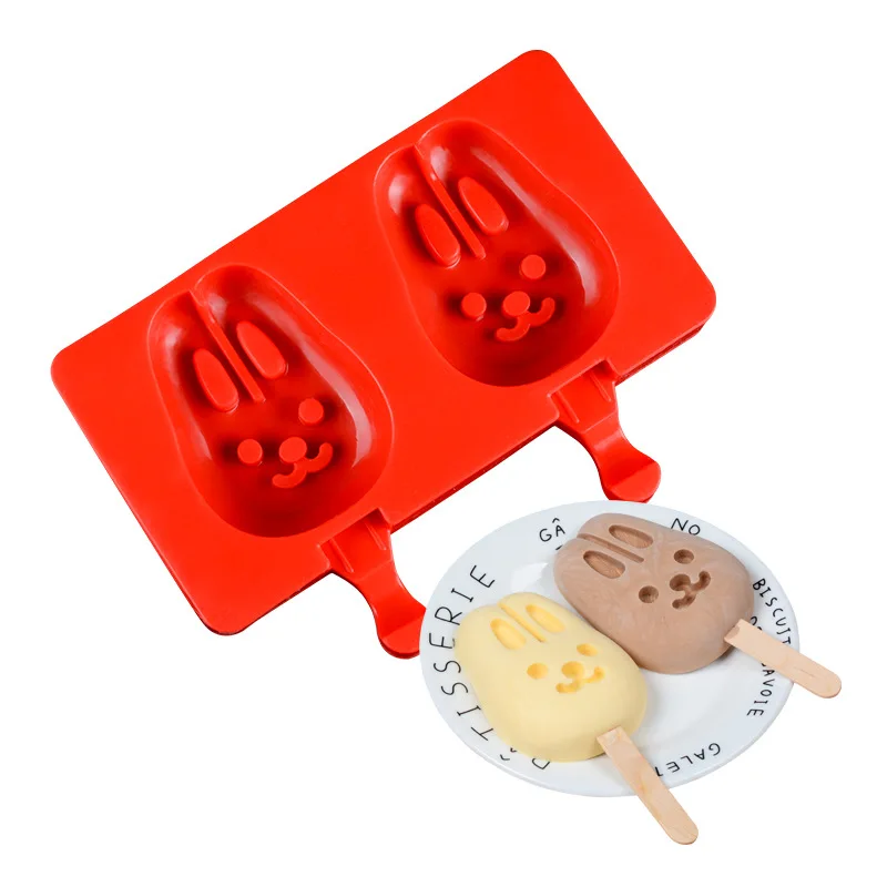 

Cartoon Silicone Ice Cream Popsicle Molds Frozen Lolly Tray Mold Lovely Reusable Silicone Ice Cream Mold Tools