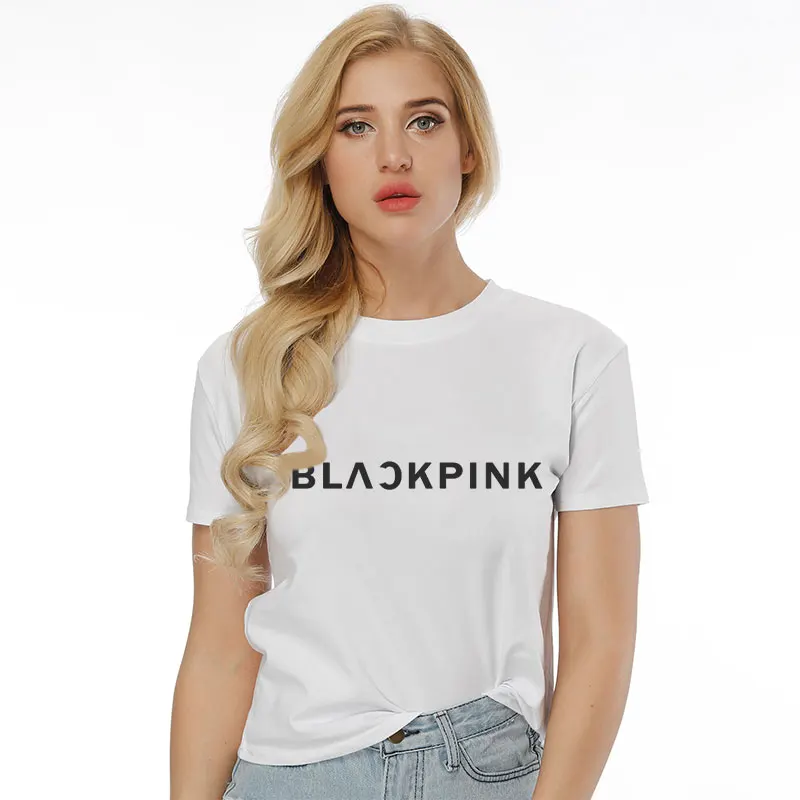 

Korean Style Blackpink Tshirt Letter Printed Harajuku Summer T Shirt Women Streetwear Blink Fans Gifts Tees SQUARE UP Album Tops