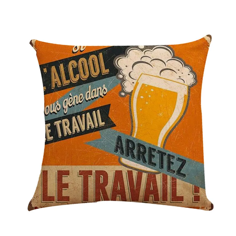 Beer Letter Flax European Style Mixed Cushion Cover Sofa Bed Seat Case Decoration gift Cushion Covers Home Decor #4A15 (1)