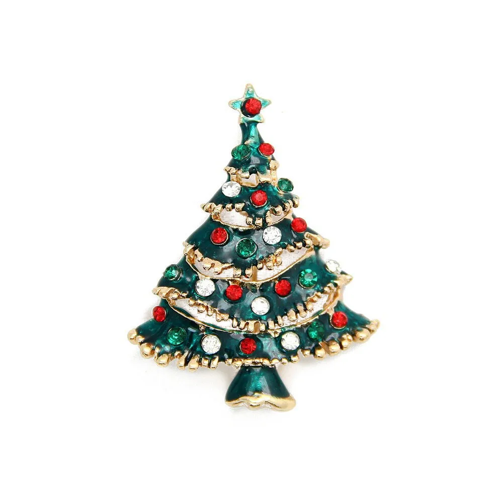 Shadela Christmas Brooch Pin Vintage Christmas Tree Pin Holiday Brooch