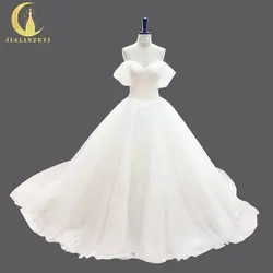 JIALINZEYI сексуальные с открытыми плечами простой сатин А-силуэт на шнуровке модные свадебные платье свадебное платье 2019