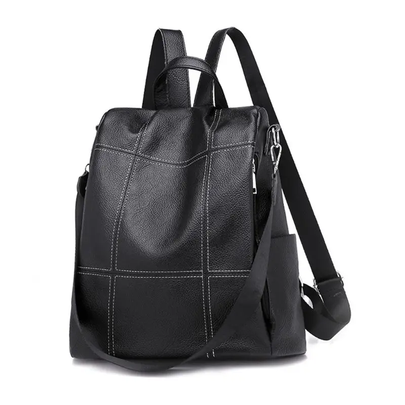 Коричневый/черный женский рюкзак кошелек из искусственной кожи Противоугонный рюкзак модная школьная сумка через плечо - Цвет: black