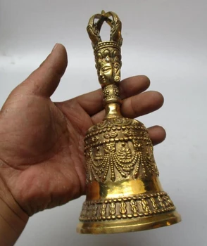 

SCY 1109+++High :8inch/21 CM Home Decor Feng Shui brass Hand Bell /Metal Decoration Crafts Tibetan Buddhism Lucky Bell