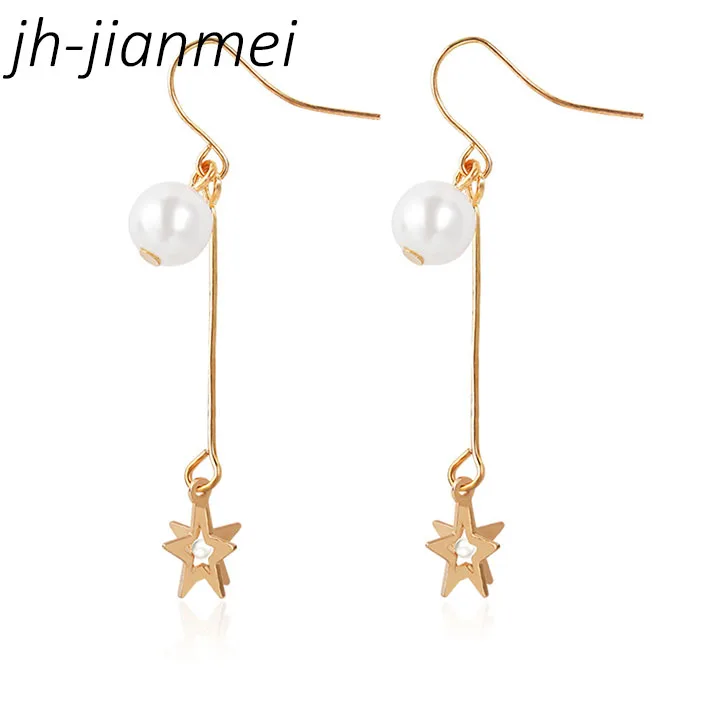 

Jewelry Bracelet Personality Geometric Hollow Star Tassel Earrings Women Elegant Temperament Pearl Earrings