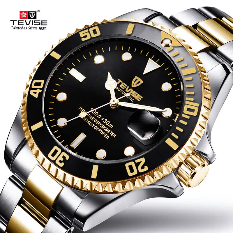 

Luxury Brand Tevise Automatic Mechanical Men Watch Men Stainless steel Date Waterproof Business Clock Relogio Masculino
