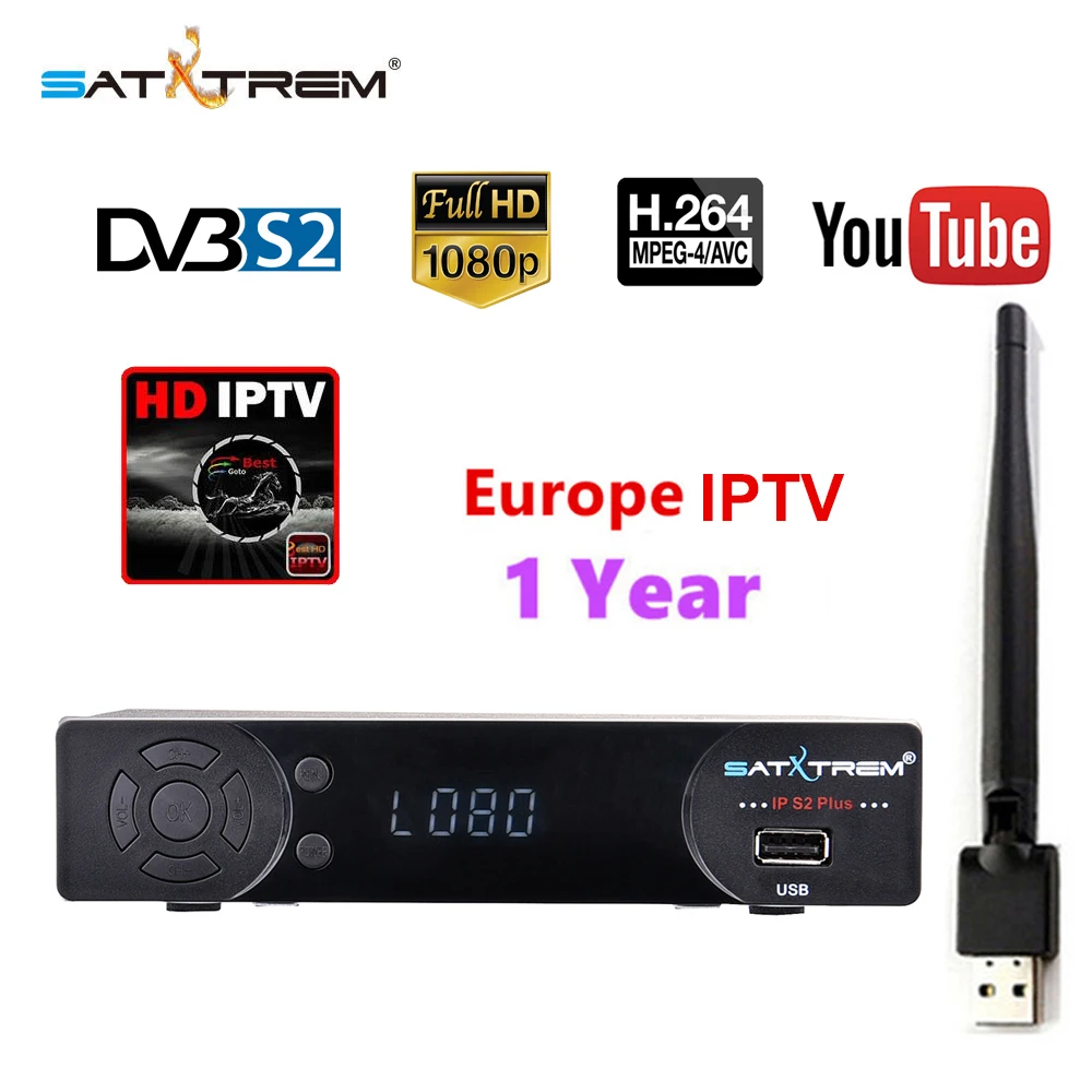 От ES IPS2 Plus DVB-S2 1080P HD спутниковый ресивер+ usb декодер Wi-Fi Поддержка PowerVu, DRE Biss ключ лучший HD IPTV 1 год