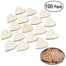 100 шт. 40 мм деревенский дерево любви сердце ремесел DIY декоративных вечеринок для свадебного стола разброса украшения