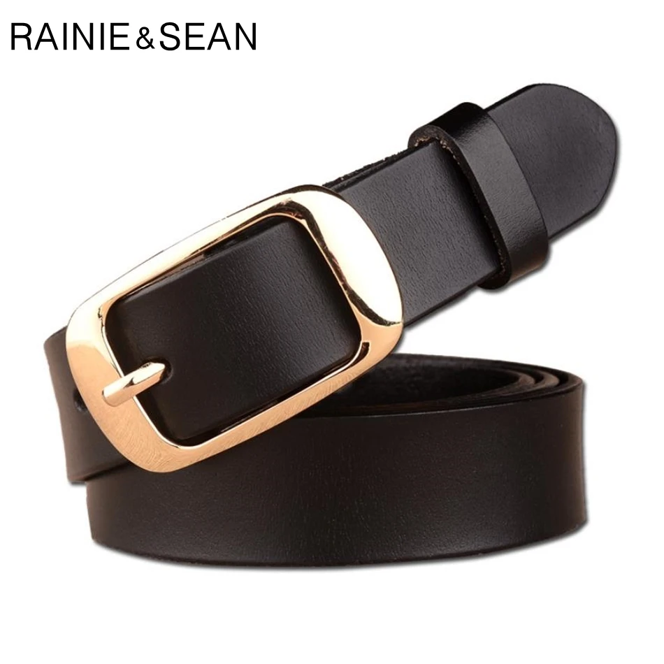 

RAINIE SEAN Real Leather Belts For Women Black Genuine Cowskin Waist Belt Ladies Belt Jeans Red brown 2020 New Fashion