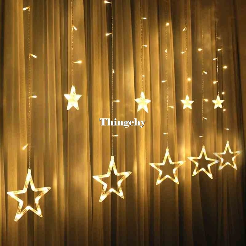 220V 138pcs LED fairy string lights Star Curtain Lights Waterproof outdoor christmas decorations for home wedding Garlands natal 220V 138pcs LED fairy string lights Star Curtain Lights Waterproof outdoor christmas decorations for home wedding Garlands natal
