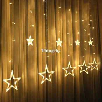 220V 138pcs LED fairy string lights Star Curtain Lights Waterproof outdoor christmas decorations for home wedding Garlands natal 220v 138pcs led fairy string lights star curtain lights waterproof outdoor christmas decorations for home wedding garlands natal