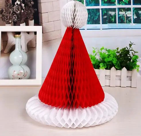 

2017 New Christmas Honeycomb Balls Paper Xmas Tree Hat Hanging Decoration For Home Wedding Party Supplies Navidad