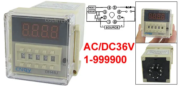 DH48JA AC/DC36V 50/60Hz 1-999900 LED Display Digital Counter Relay