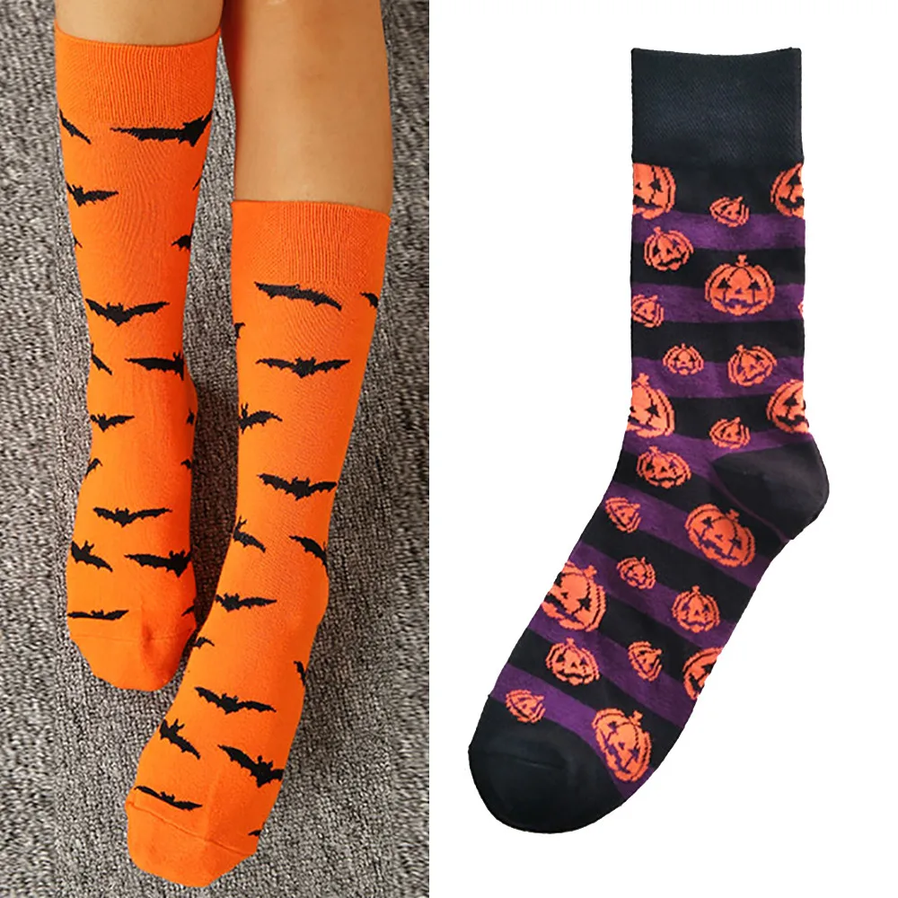 Halloween Men&Women Cotton Socks Bat Pumpkin Sweat Absorbent Breathable