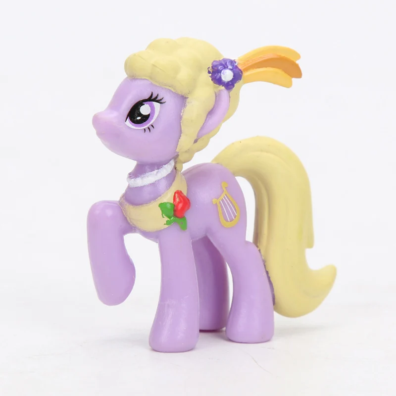 Игрушки My Little Pony, мини пони, ПВХ, фигурка принцессы, радуга, Дэш, Сумеречная искорка, яблоко, Джек, Рарити, куклы для девочек - Цвет: yellow hair purple