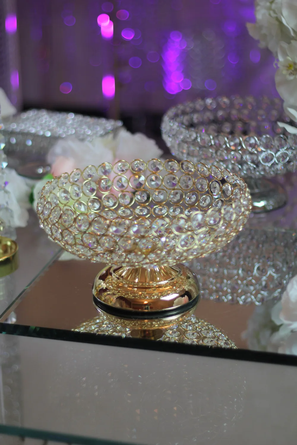 Diameter 26cm Crystal Bead Fruit tray plate bowl stand wedding