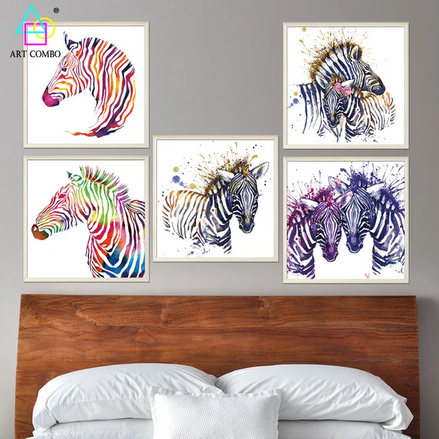 Nordic Dekoration Heißer Verkauf Bunte Zebra Gemälde Auf Leinwand