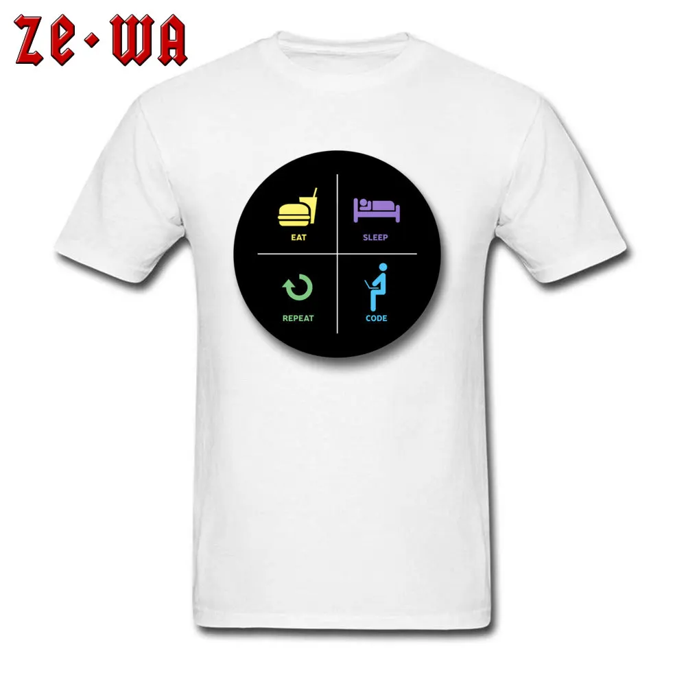 New Design eat sleep code repeat Custom T-Shirt O-Neck Pure Cotton Youth T Shirt Short Sleeve ostern Day Custom Tee Shirts eat sleep code repeat white