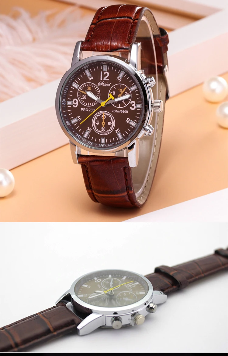 Foloy Business sport Men Watch Quality Fashion Numerals Faux Leather Analog Quartz gentleman watches Bracelet Clock Gift