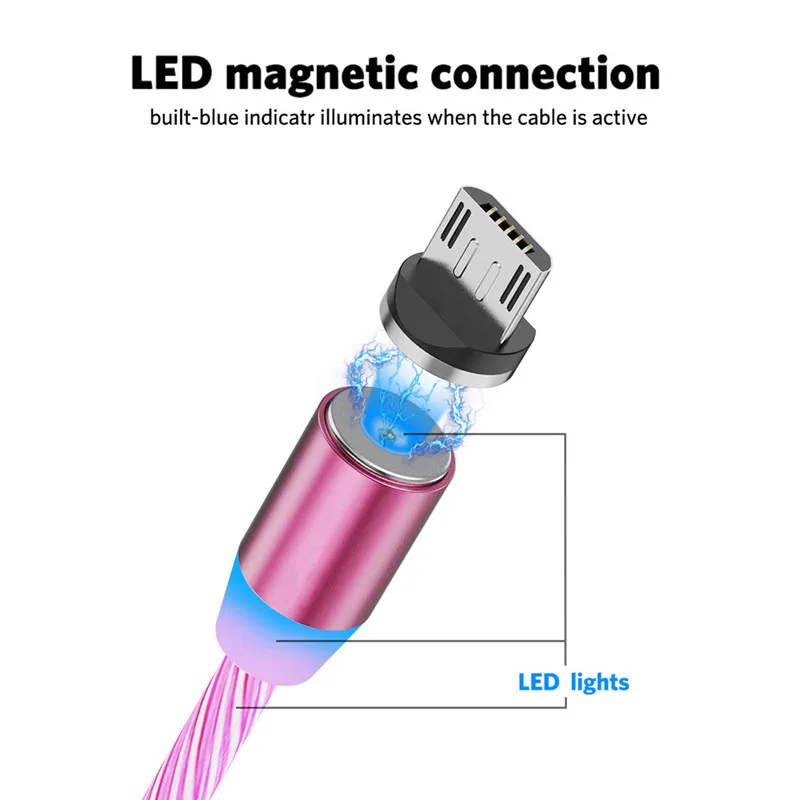 Магнитный светодиодный кабель для быстрой зарядки Micro USB Type C Samsung S9 A50 A70 Google Pixel 3a 3