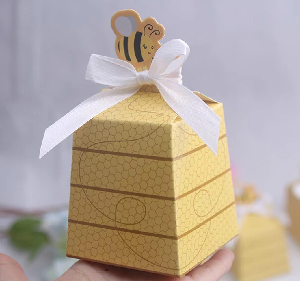 

100pcs Cute Creative Cartoon Bee Candy Boxes Baby Birth Baby Shower Birthday Party Favor Supplies Gift Box
