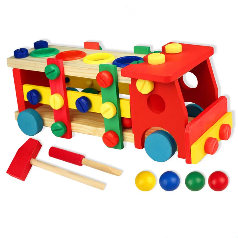 Детские головоломки подарок Новый многоцелевой Развивающие деревянные игрушки разборочный винт гайка автомобиля стук мяч Развивающие