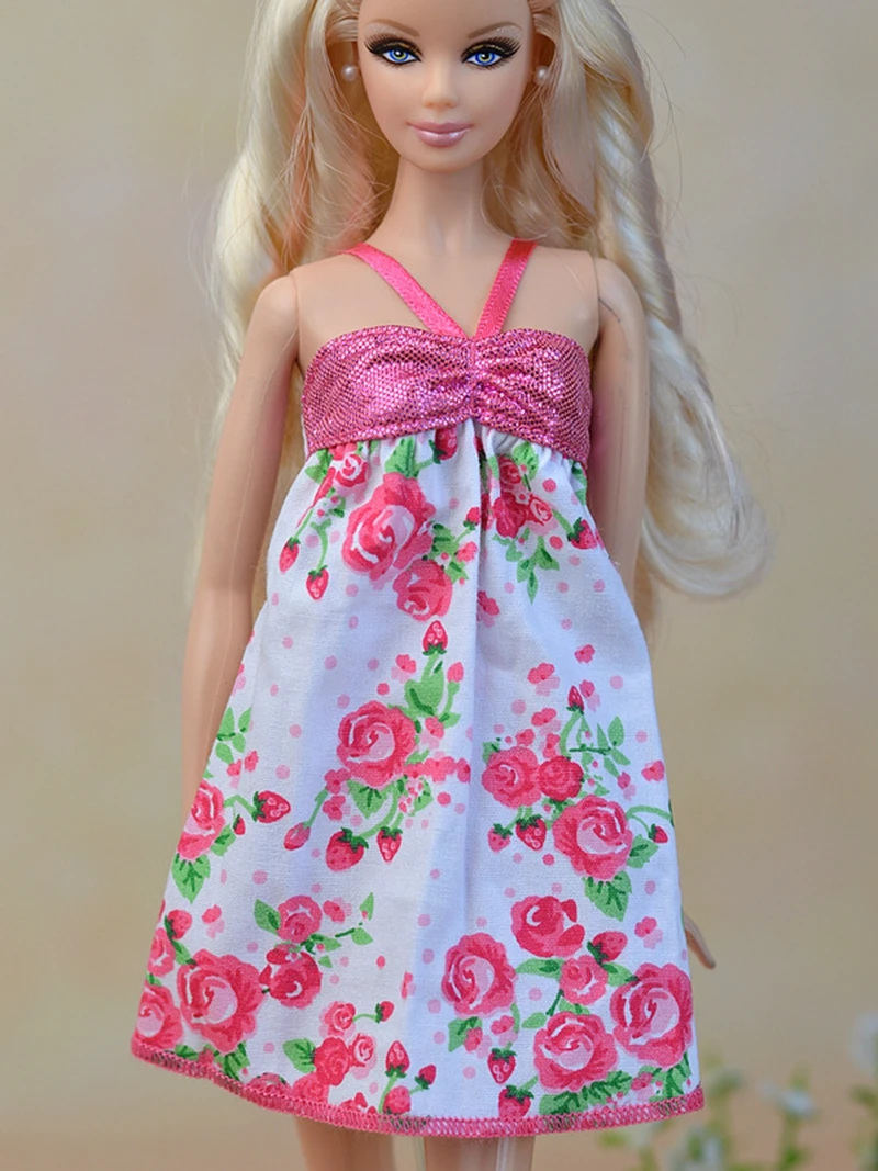 Pink Fashion Doll Clothes Pretty A line Casual Dress For Barbie Dolls One Piece Vestido Dresses