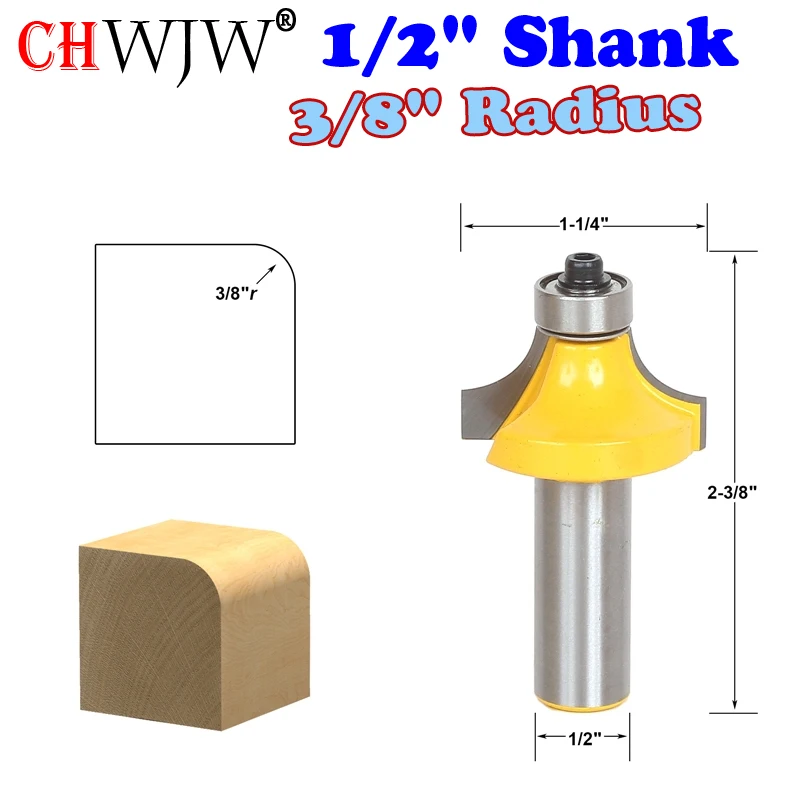 1pc 1/2" Shank High Quality Round Over Edging Router Bit 3/8" Radius Wood Cutting Tool