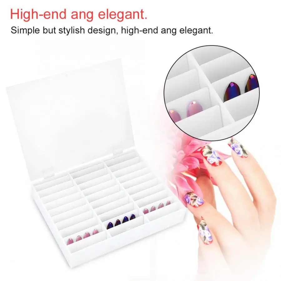

2019 Hot False Nail Tips Storage Box Nail Display Clear Compartments New Plastic Casenail Polish Organizer Capsule