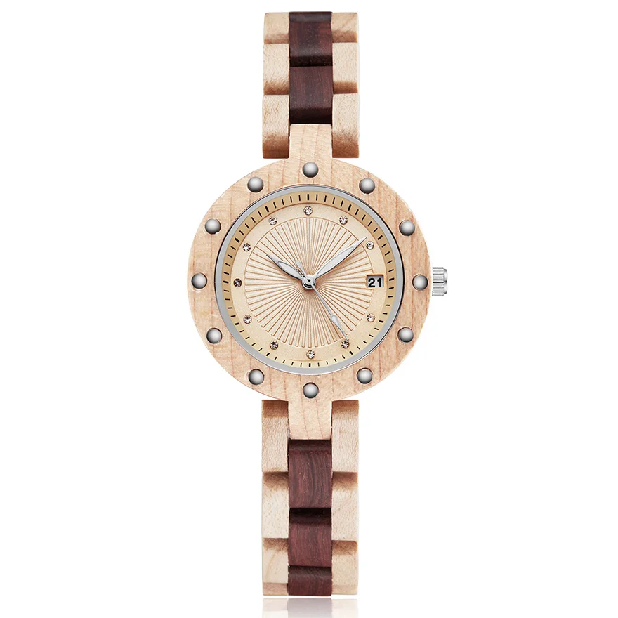 Небольшой ремешок деревянные часы для женщин дамы кварцевые наручные часы палисандр орех из розового дерева наручные часы элегантный браслет часы - Цвет: Women Wood Watch 3