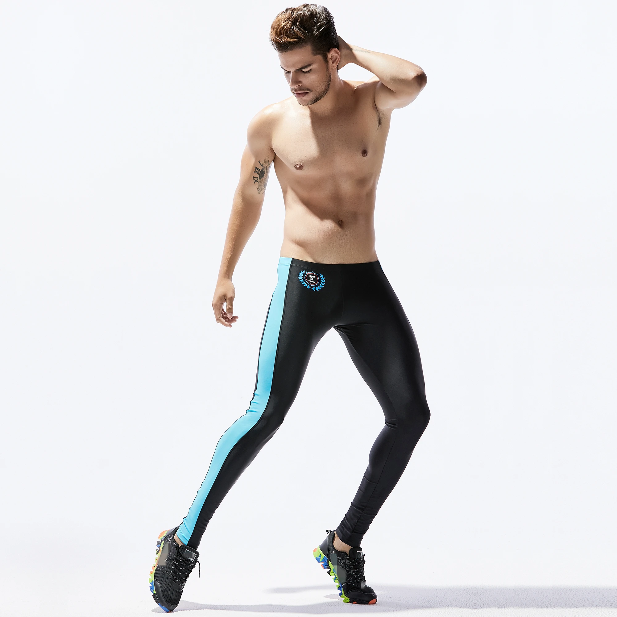 GANYANR Brand Running Tights Men Sports Leggings Basketball Yoga Pants Compression Fitness quick Dry Slim Nylon Sportswear Gym