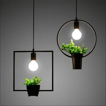 

Vintage Creative Industry Plants Black Iron Led E27 Pendant Light for Dining Room Restaurant Bar Decor Lamps 1559