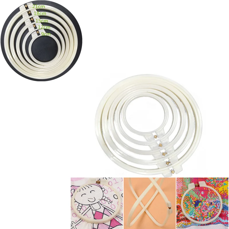

High Quality Plastic Embroidery and Cross Stitch Hoop Embroidery Hoop Ring Frame Adjustable Sewing Tools 7/9/12cm HOT !