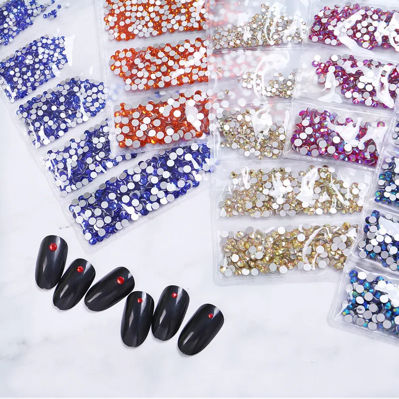

Mix Sizes 1680 pcs/pack Glass Nail Rhinestones 3D Clear AB Non Hotfix Flatback Shiny Rhinestones Sets For Nails Art Decorations