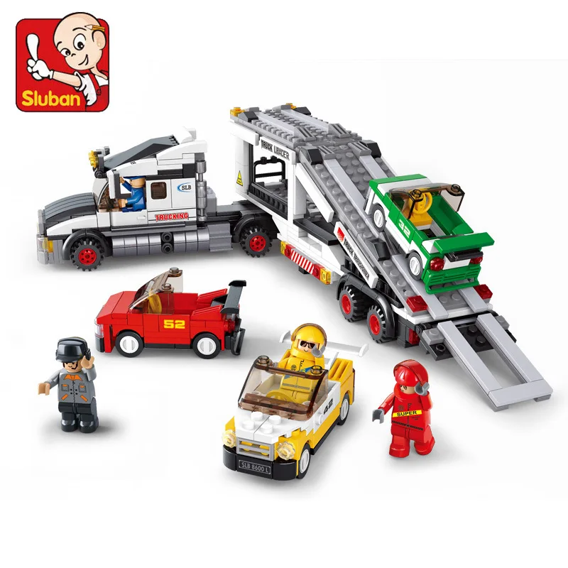 

Sluban model building kits compatible with lego citytruck 625 3D blocks Educational model & building toys hobbies for children