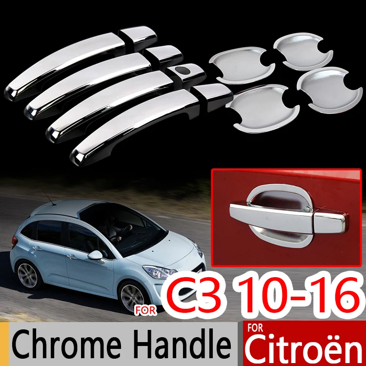 Набор хромированных чехлов на ручки для Citroen C3 Mk2 набор обшивки из 4 шт. 2010-2016