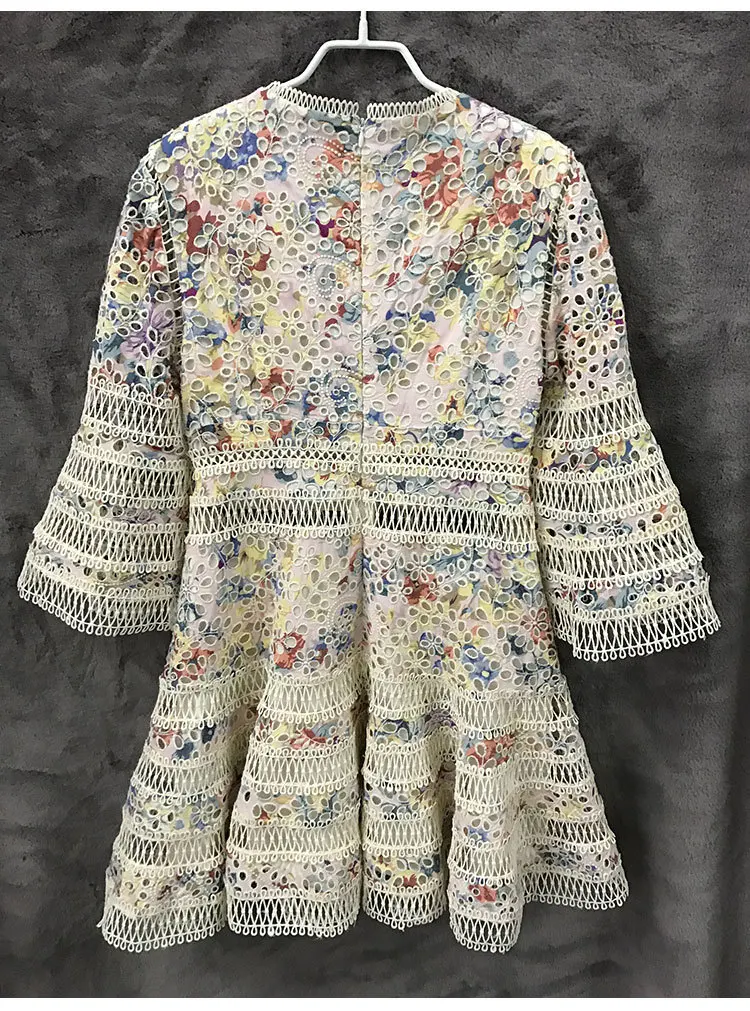 TANG New High Quality Embroidery Summer Dress 2019 Vintage Hollow Out Mini Dress Slim High Waist Flare Sleeve Dresses (7)