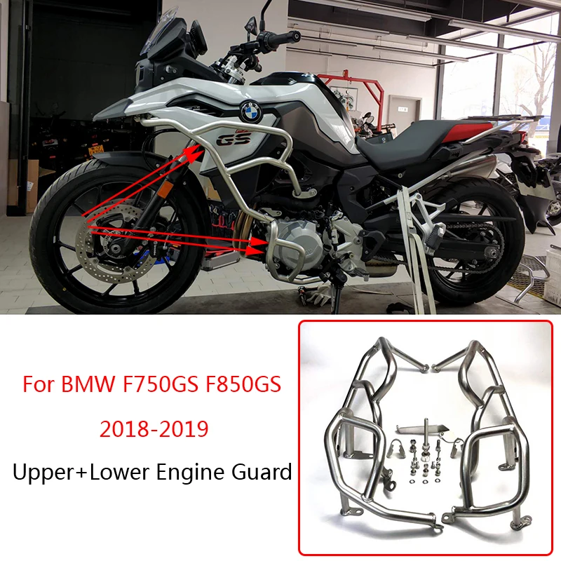 

For BMW F750GS F850GS 2018 2019 Radiator Engine Guards Highway Crash Bars Upper+Lower Frame Protector