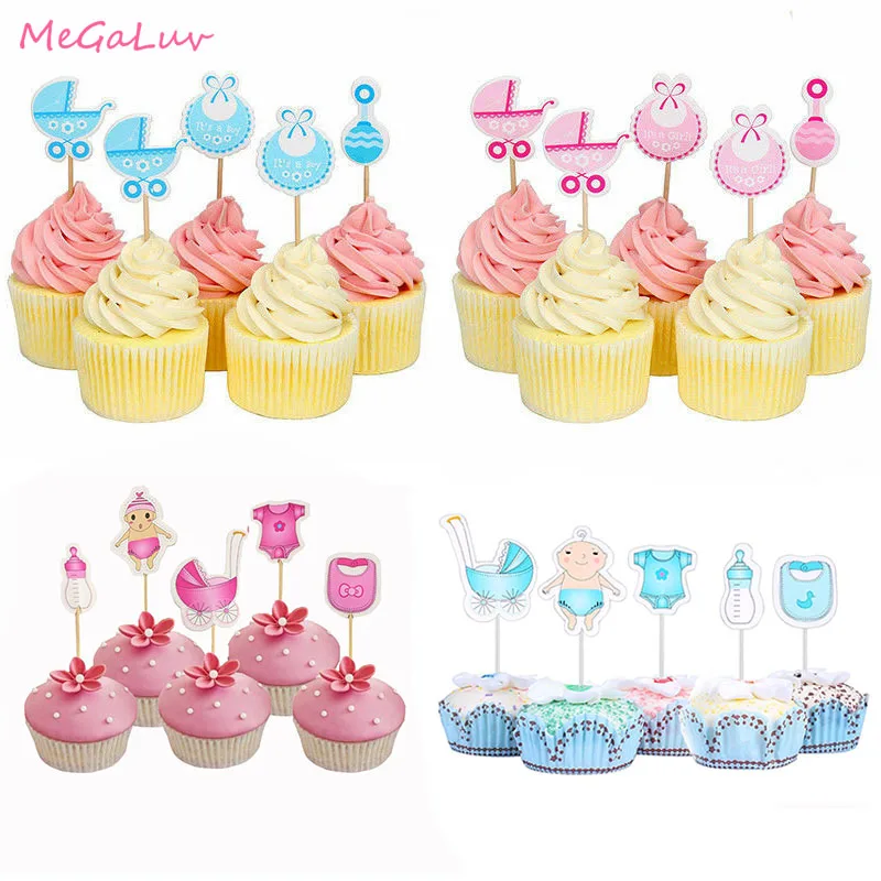 Details about   Baby Shower Cupcake ToppersRose Gold Girl Boy Neutral Cake Decorations x12 