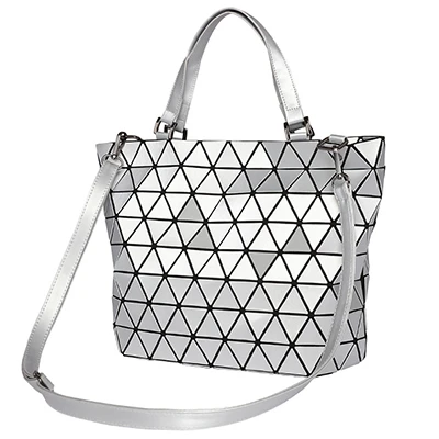 Женская светящаяся сумка Nevenka, кожаная сумка на плечо, Женские Геометрические сумки,, большая сумка-тоут для женщин, кожаная сумка через плечо - Цвет: Geometric-White