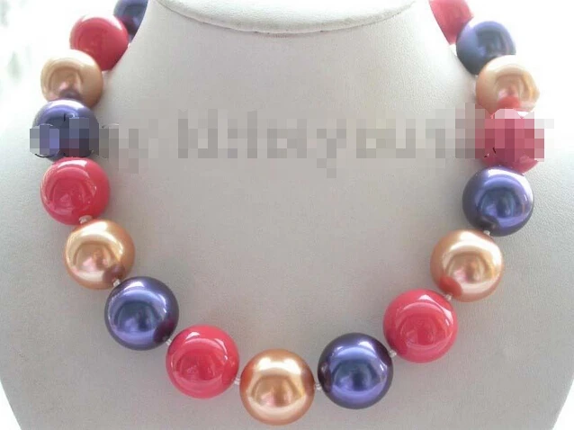 

Free shipping >>>>>>Natural 20mm Round Multicolor Shell Pearl Necklace!