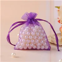 Мешочек для мелких украшений 100 шт./лот 7x9 см красочные Bolsas De органза сумка для свадебных сувениров и подарков Упаковка может логотип на заказ - Цвет: Purple