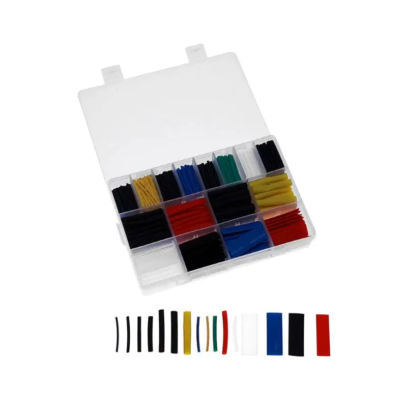 

580pcs/set Heat Shrink Tubing Insulation Shrinkable Tube Assortment Electronic Polyolefin Ratio 2:1 Wrap Wire Cable Sleeve Kit