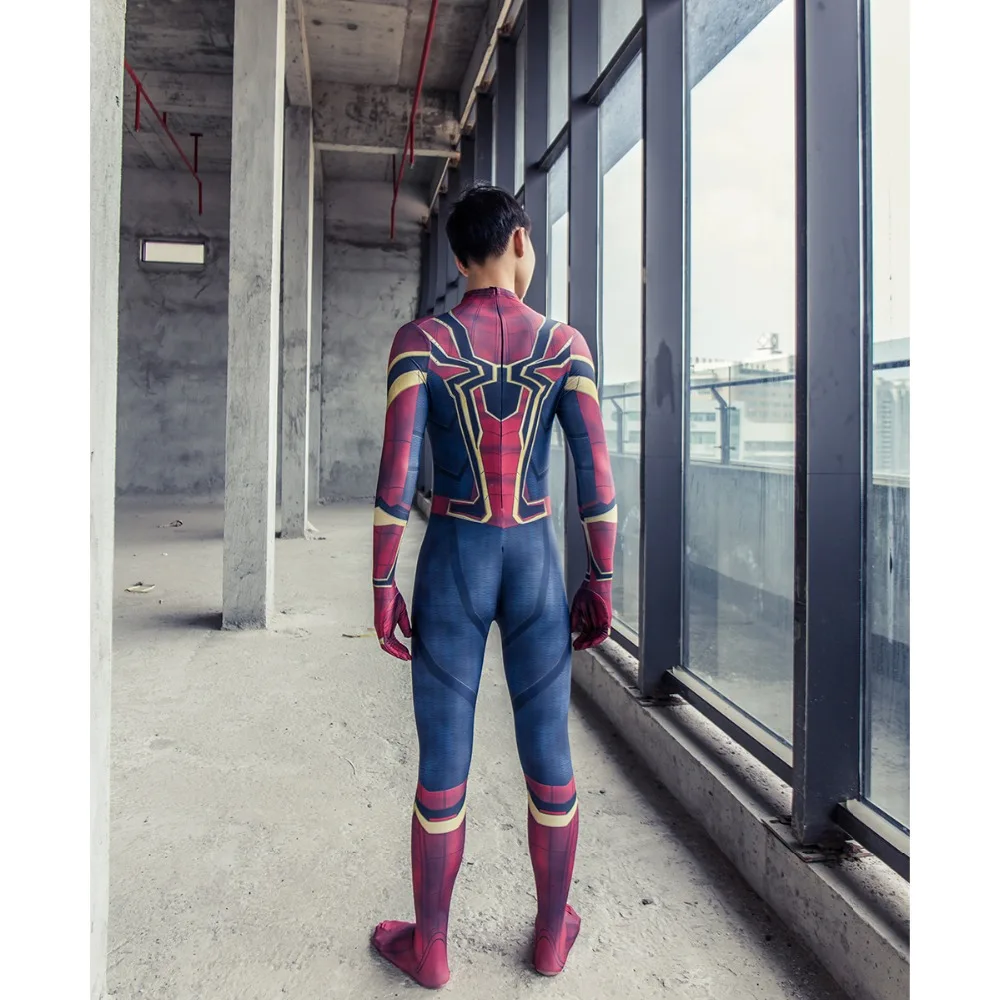 New Moviw Avengers Infinity War Spiderman Kids Jumpsuit Cosplay SpiderMan Mask Bodysuit Halloween Party Props (32)