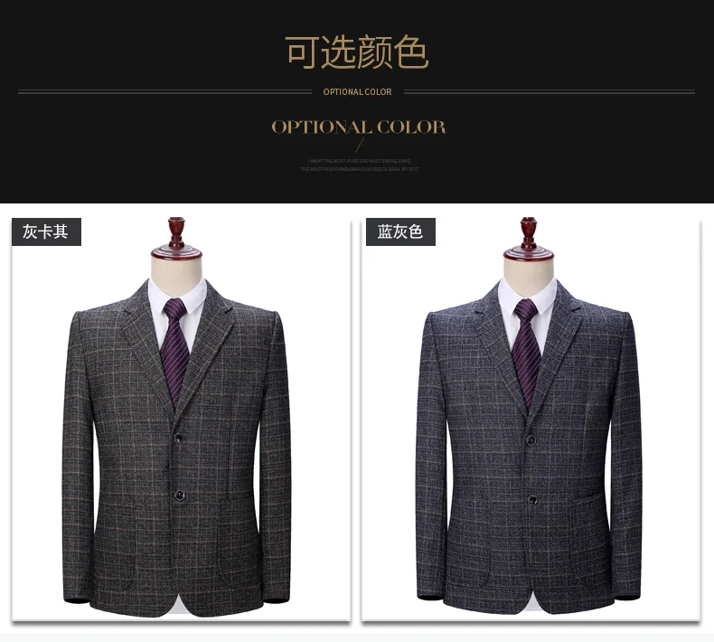 WAEOLSA Men Plaid Blazers Gray Jacket Suit Man Spring Autumn Outfits Plus Size Blazer Male Jacket Suit 2 Buttons Garment (5)